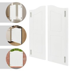 Solid Wood Partition Double Door for Shop Entrance 91*107cm/36*42in White
