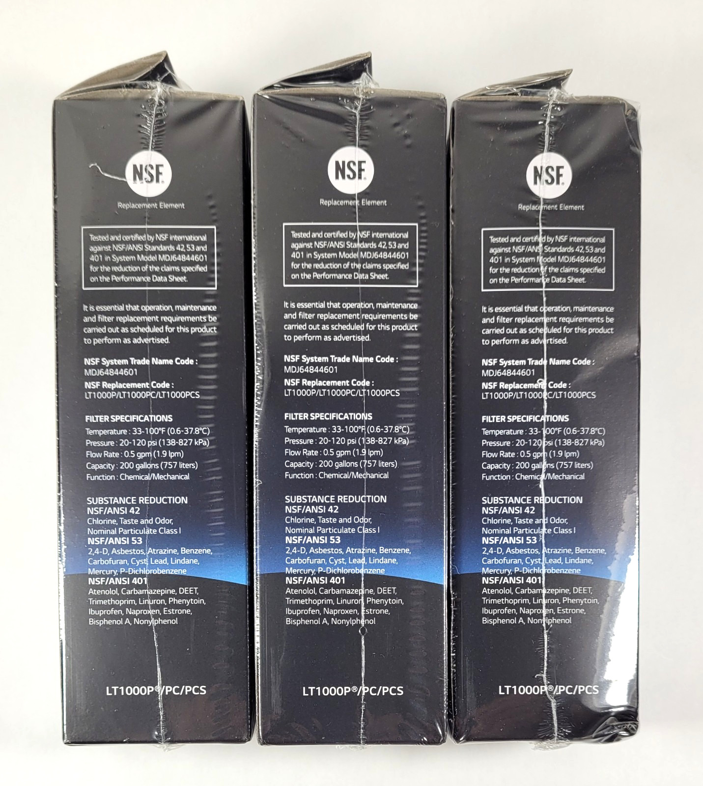 LG LT1000P3 Refrigerator Water Filter Replacement Cartridge 3-Pack New Genuine gallery