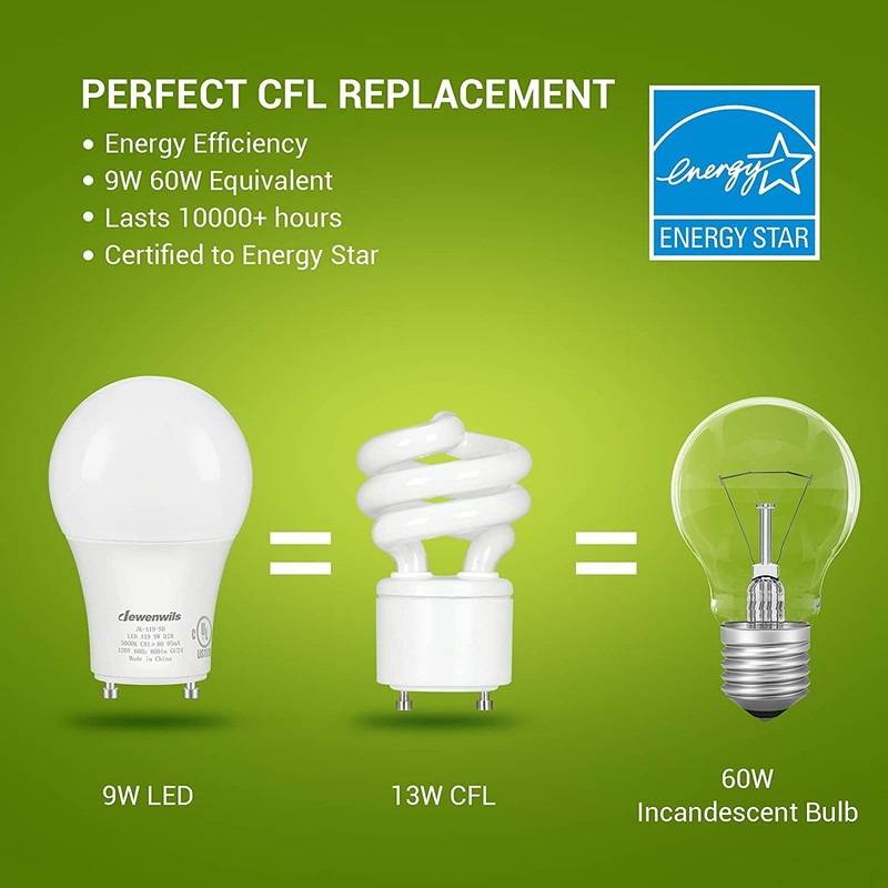 DEWENWILS 2 Prong Light Bulbs Dimmable GU24 LED Light Bulb 5000K Daylight 4Pack gallery