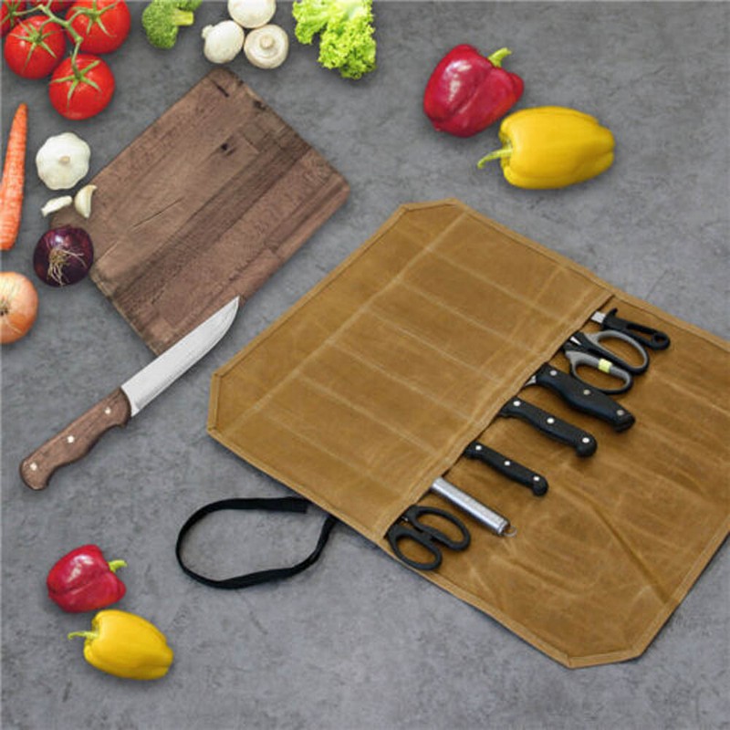 Waterproof Foldable Chef Knife Bag Roll Kitchen Canvas Culinary Storage Tool Kit gallery