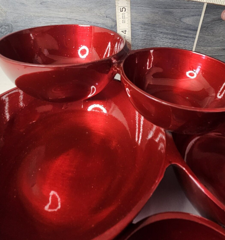 Godinger Silver Art Company Ruby Red Enamel on Metal Cluster Serving Bowls gallery