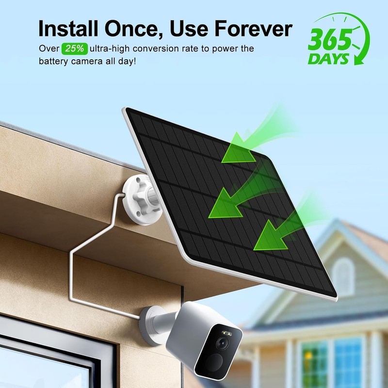 Solar Panel Charger for Security Camera, Type-C Plug, 9.8Ft Long Cable, Water gallery