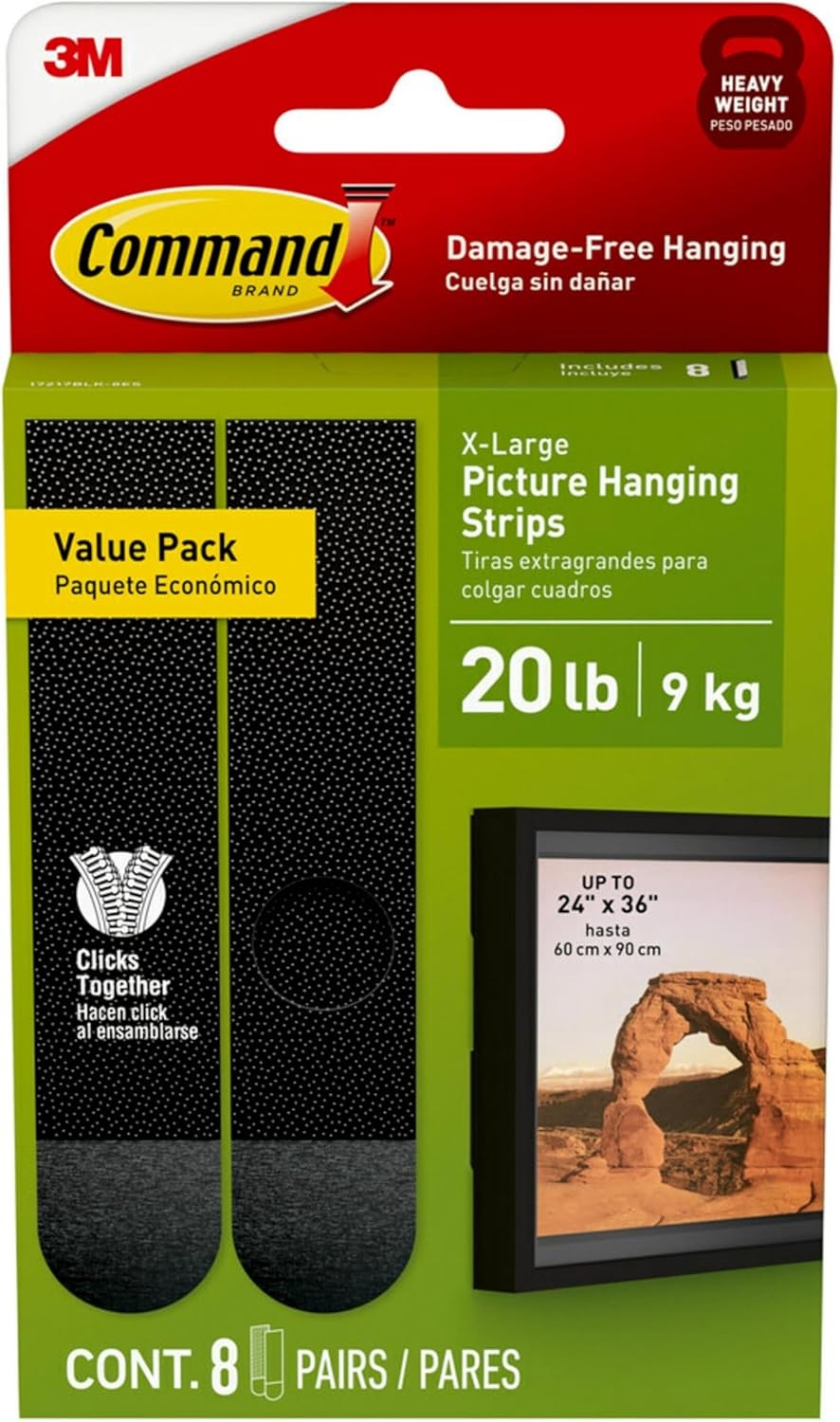 Command 20 lb XL Heavyweight Picture Hanging Strips 8 Pairs (16 Command Strips), gallery