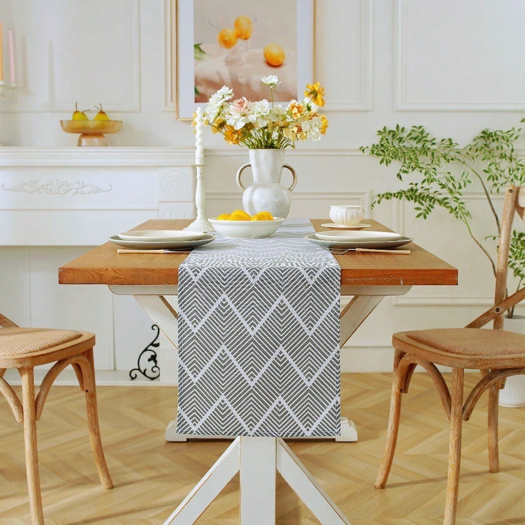 Grey Table Runner for a Modern Farmhouse 12*71 inch Boho Runner for Home Hotel gallery