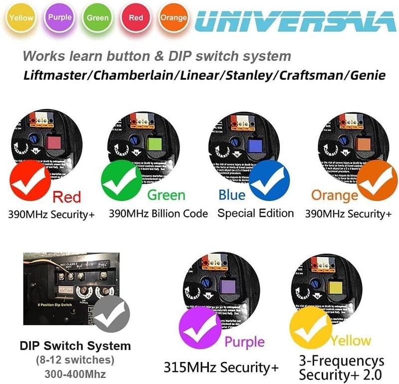 Easy Program Universal Garage Door Remote - Works with Liftmaster, Genie, 2 Pack gallery