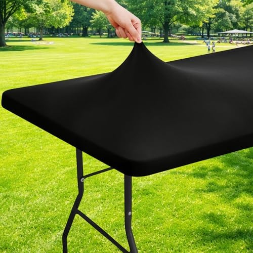 Spandex 6 Foot Rectangle Table Cloth, Elastic 72" x 30" (Rectangular) Black gallery