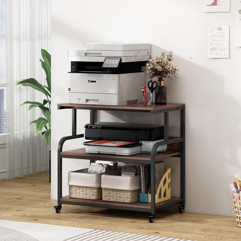 32.3" Wide Extra Large Printer Stand, 3 Tier Printer Table with Adjustable St... gallery