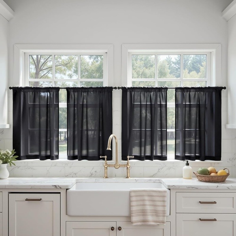 Sheer Curtains 4 Panels Light Filtering Privacy Treatment Premium Polyester New gallery