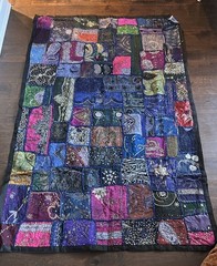 New Patchwork Embroidered Beaded Tapestry Wall Multicolor 58”x38.5”