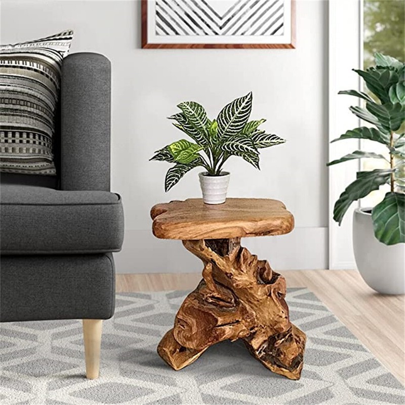 Natural Irregular Shape Tree Stump End Table Plant Stand, 14"x13"x18"H gallery