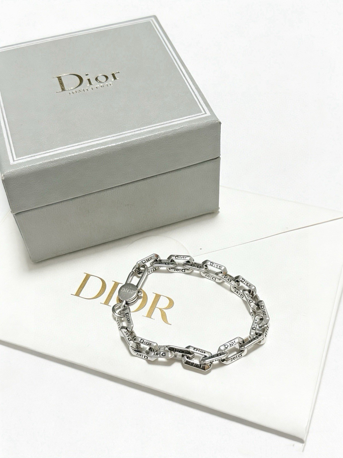 Dior Silver Metal Link Chain Bracelet, Lobster Closure, No Stone, 0 Gemstones gallery