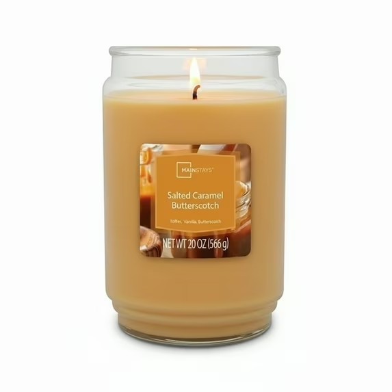 Mainstays Single-Wick Scented Glass Jar Candle, Salted Caramel Butterscotch gallery