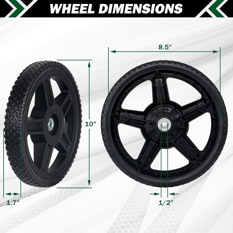 10 Inch Push Mower Wheels - Universal Fit for Garden Equipment gallery