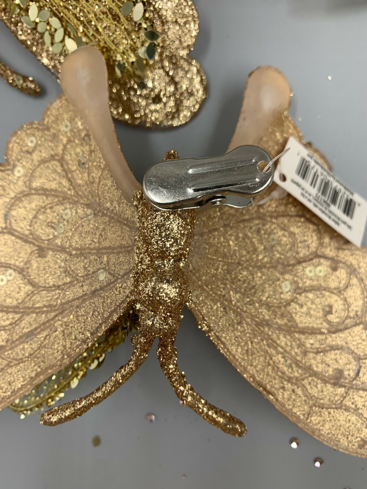 Holiday Time Clip On Butterfly Whimsical Ornament Gold Glitter H06175 #C259 gallery