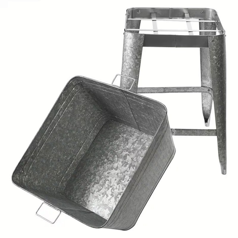 Multi-Functional Galvanized Metal Tub on Stand Beverage Planter Home Decor 32"H gallery