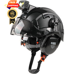 GREEN DEVIL Hard Hat Safety Helmet with Rechargeable Medium, Matte Black