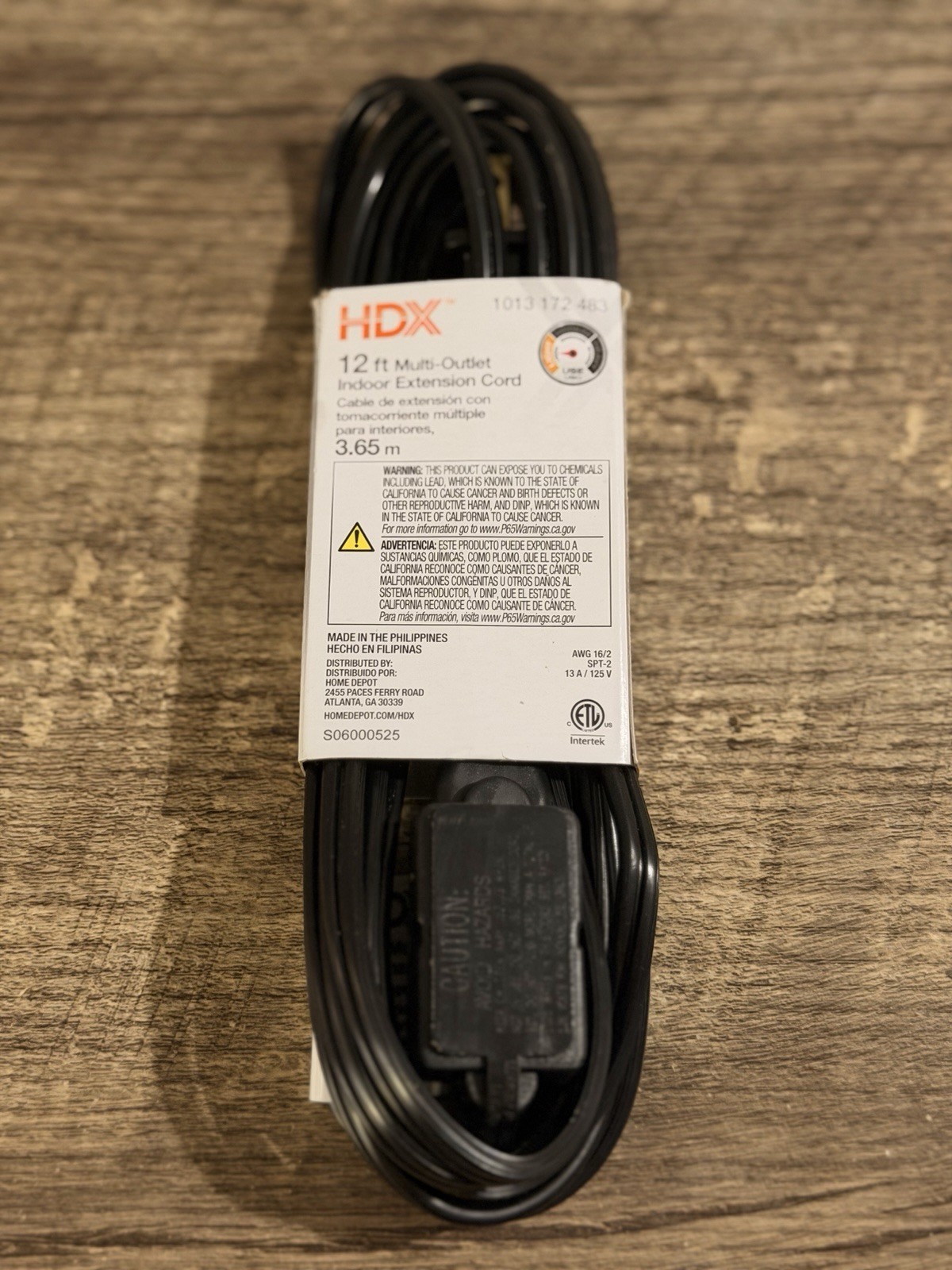 HDX 12 ft Heavy Duty Polarized Extension Cord, 3 Outlets, 13A, 1625W, Black gallery