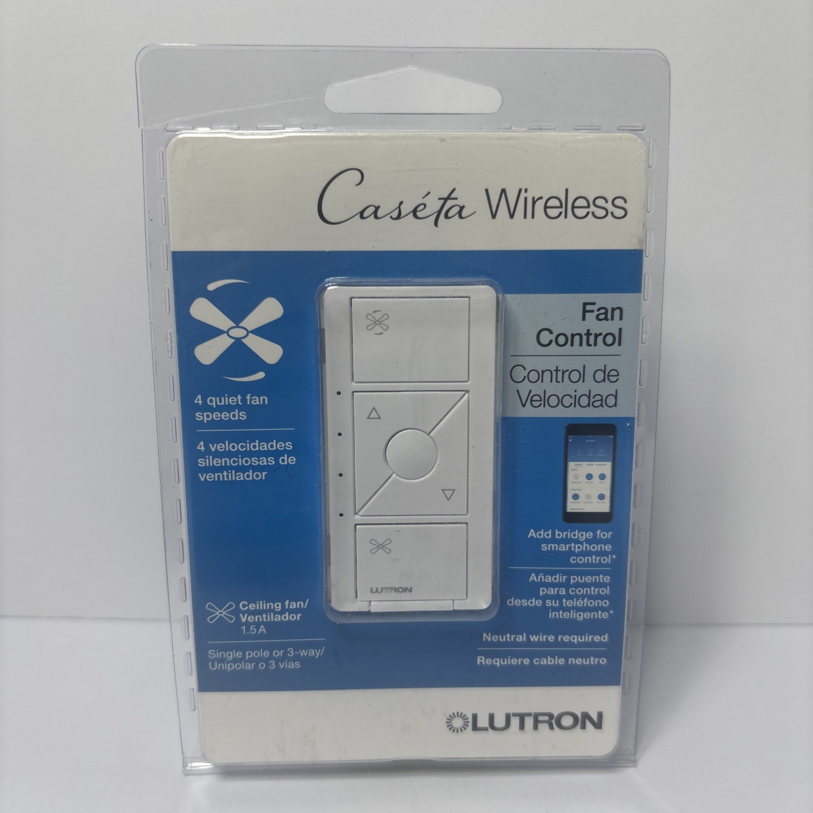 Lutron Caseta Smart Fan Speed Control Single Pole - White (PD-FSQN-WH-R) NEW gallery
