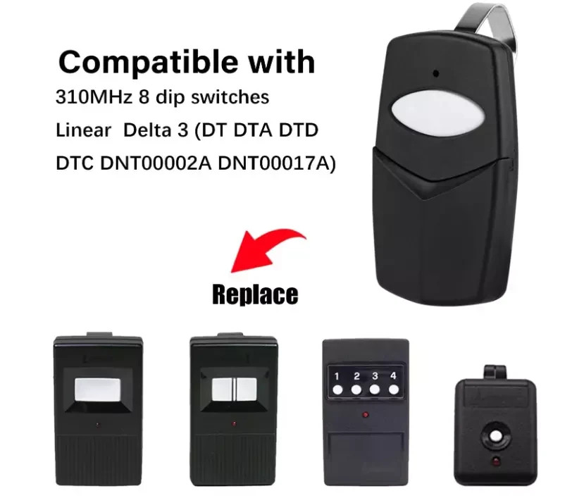 2 PCS Garage Door Remote For 8Dip Switch Linear Delta DTD DTC DNT00002A 310MHz gallery