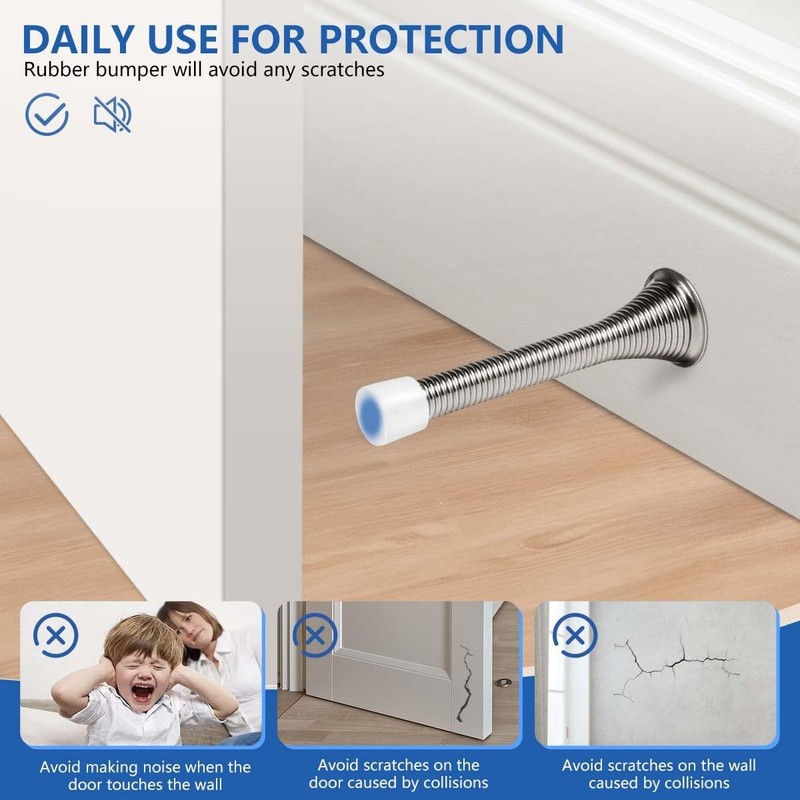 12 Pack Spring Door Stops 3 1/4 Inch Flexible Heavy Duty Spring Door Stopper gallery