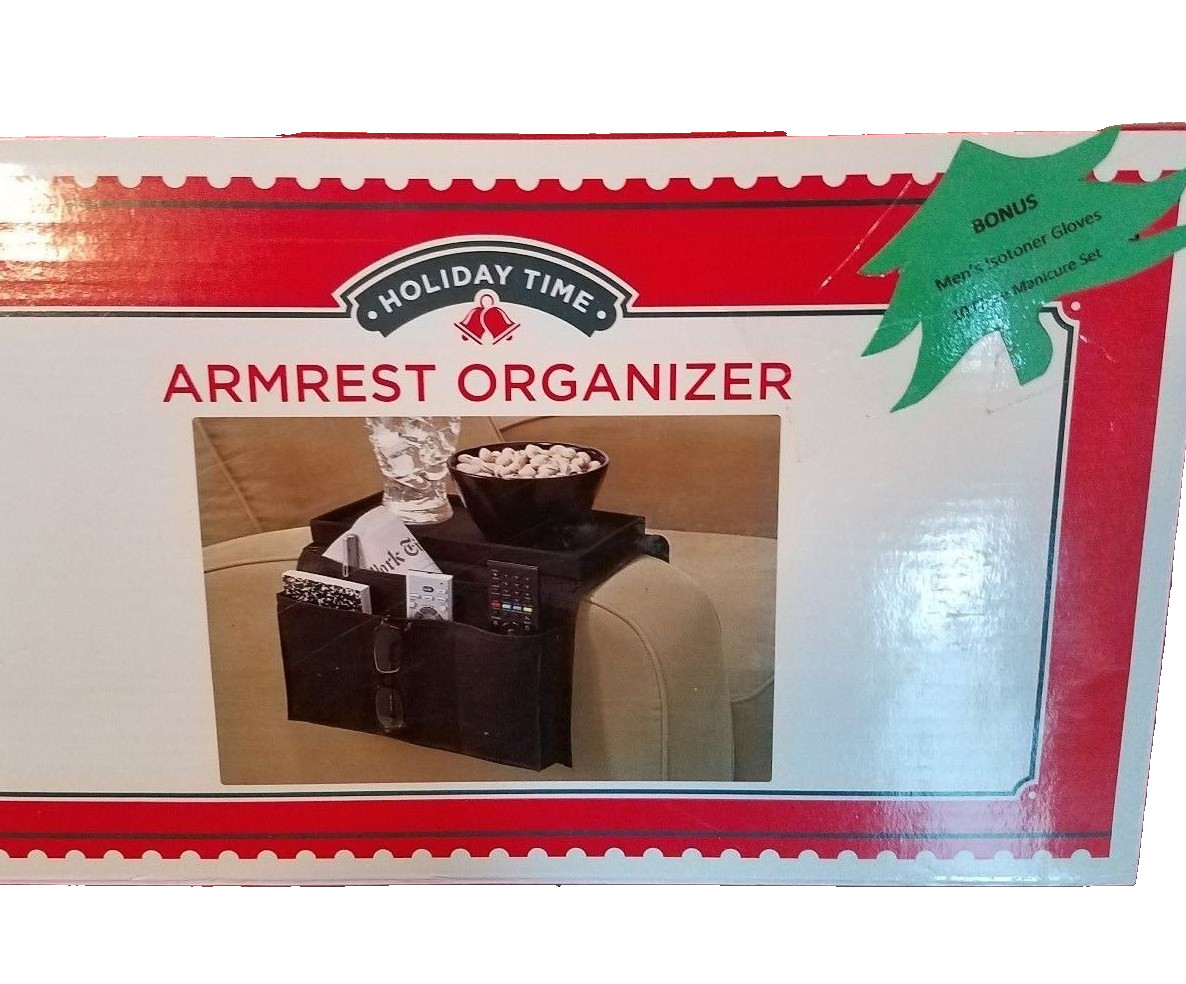 COUCH / RECLINER ARMREST ORGANIZER SOFA BONUS ISOTONER GLOVES & MANICURE SET gallery