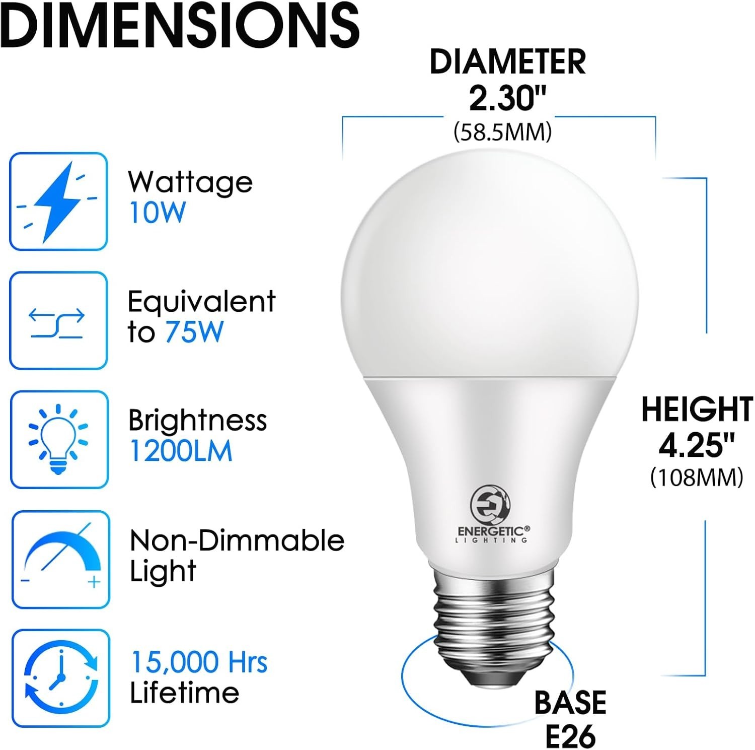 12 Pack Energetic75W Equivalent A19 LED Bulb, 5000K Day Light, Non-Dimmable LED gallery