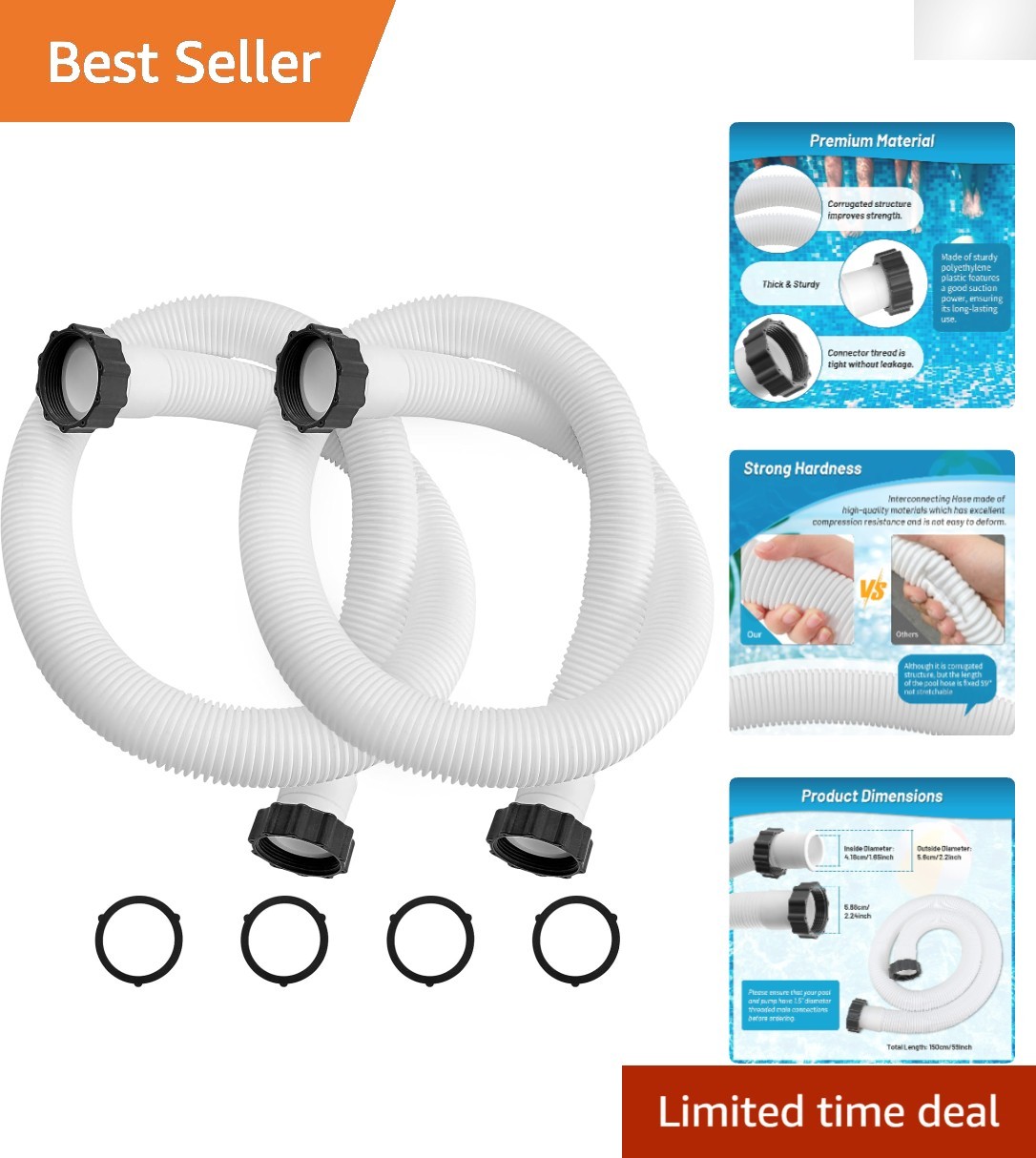 29060E Pool Pump Hoses 2 Pack - 1.5" Diameter, 59" Long for Easy Installation gallery