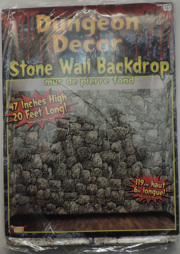 Dungeon Decor Stone Wall Backdrop 47 Inches High x 20 Feet Long New Unopened