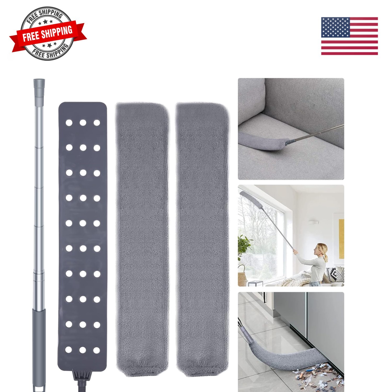 Retractable Gap Dust Cleaner Cleaning Tools with 2 Microfiber Dusting Cloths ... gallery