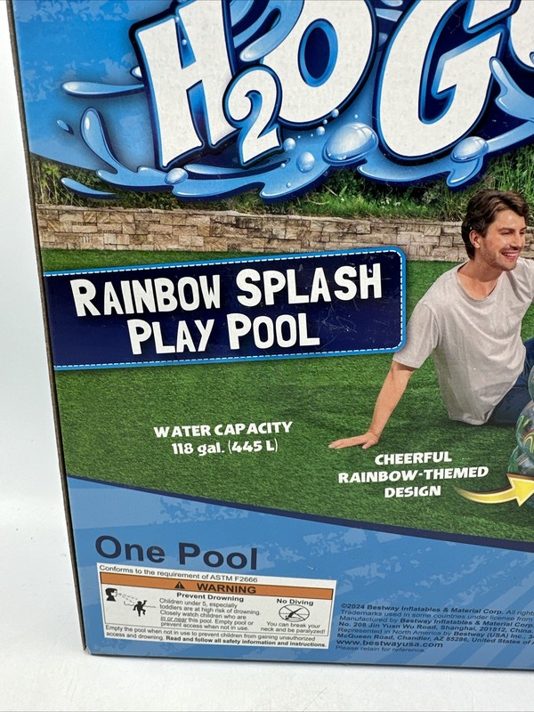 Inflatable Rainbow Splash Play Pool 59"x59"x21" *118 Gallons H2O GO! NEW IN BOX gallery