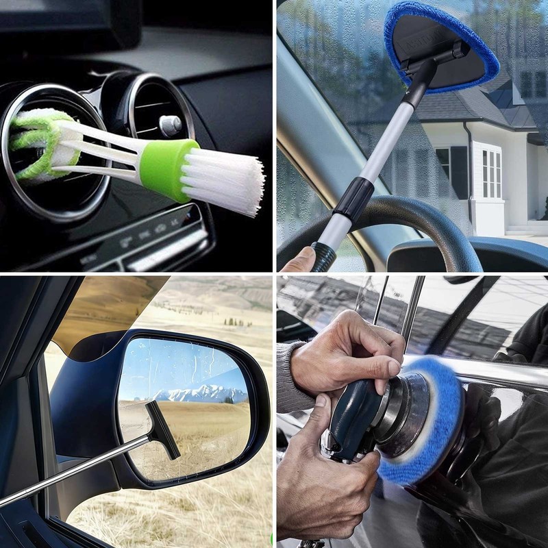 Windshield Cleaning Kit 180° Swivel Window Glass Wiper Cleaner Brush w/ Squeegee gallery
