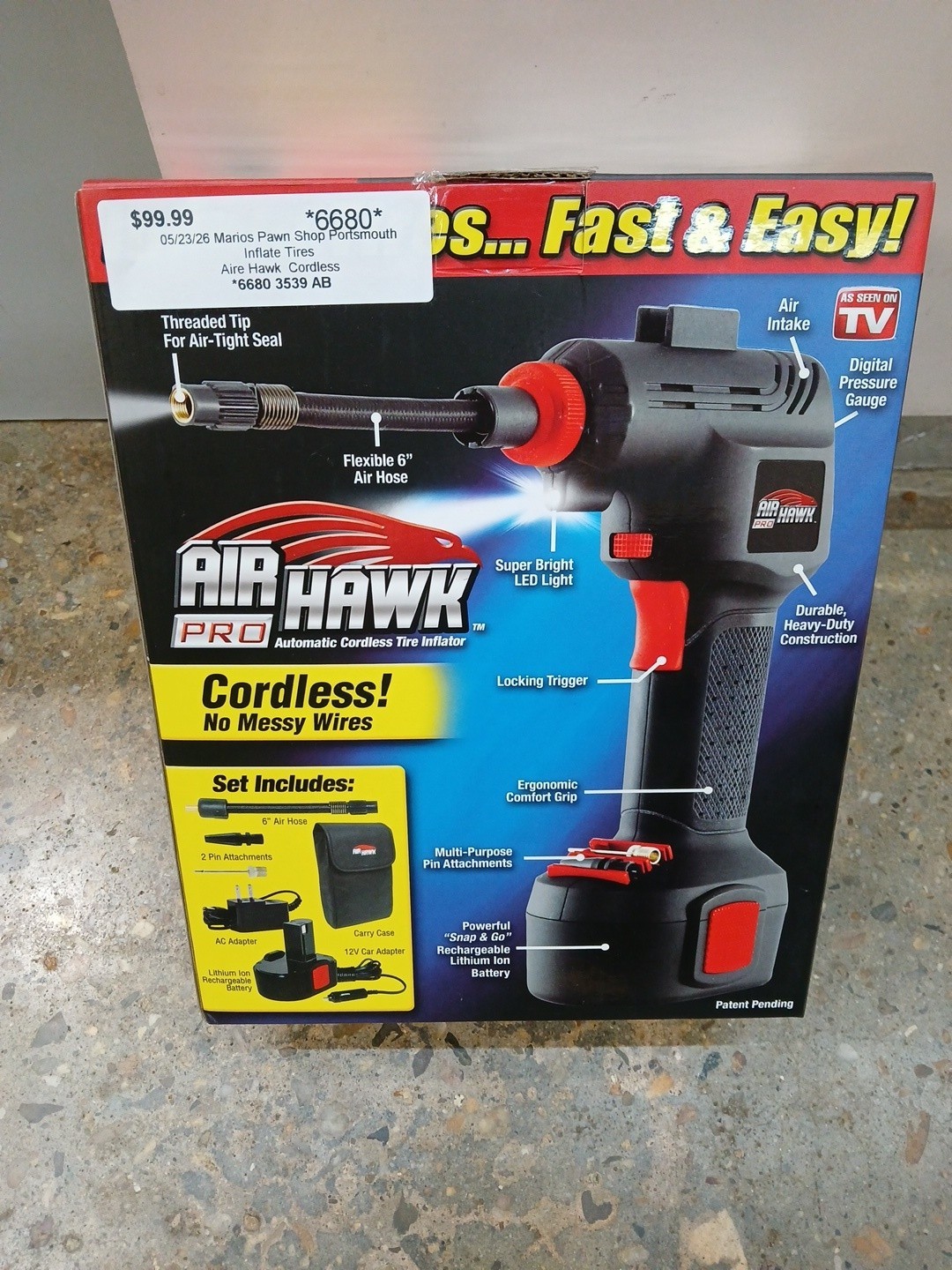 ONTEL Air Hawk Pro Automatic Cordless Tire Inflator Portable Air Compressor, ... gallery