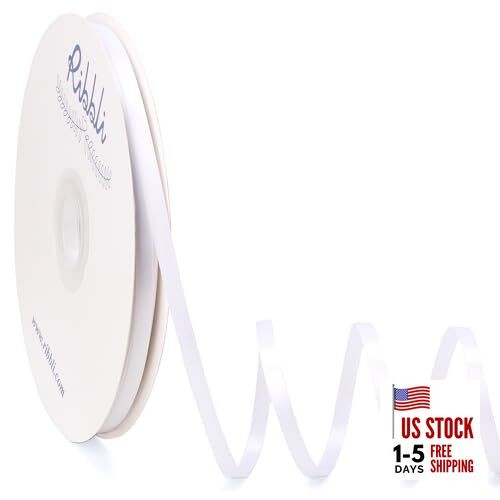 Satin Ribbon Double Faced Satin 1/4 Inch x Continuous 1/4 inch x 100yd White gallery