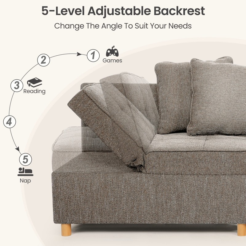 Folding Sofa Bed Chair Ottoman Sleeper Chair Chaise Lounge Adjustable Backrest- gallery