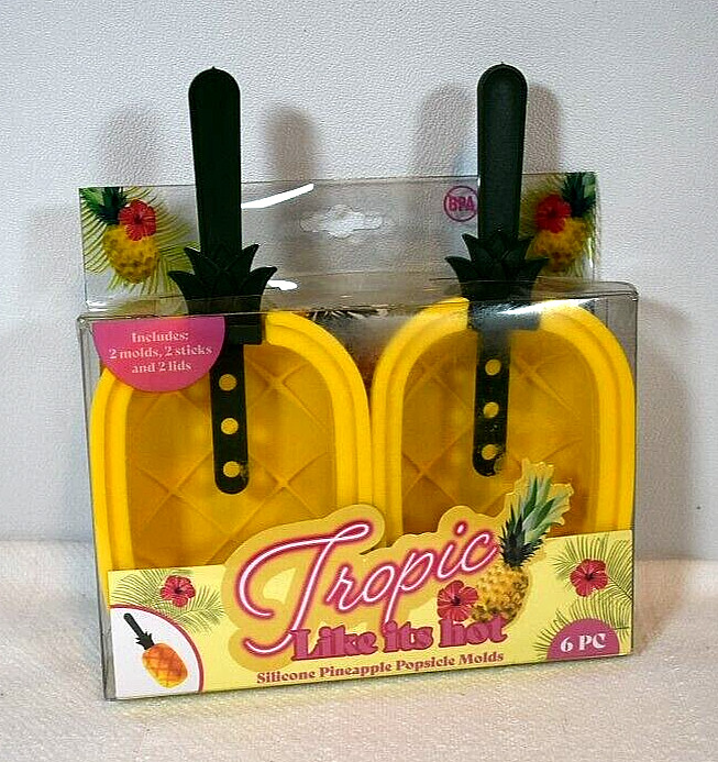 "Tropic Like Its Hot" Pineapple Popsicle Molds, Easy to Use Silicone NEW - 6 PC gallery