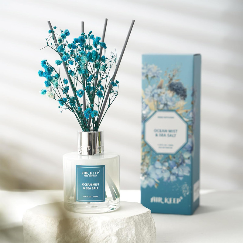 Reed Diffuser Set,3.38 fl oz (100 ml) - Ocean Mist&Sea Salt Oil Diffusers with 8 gallery