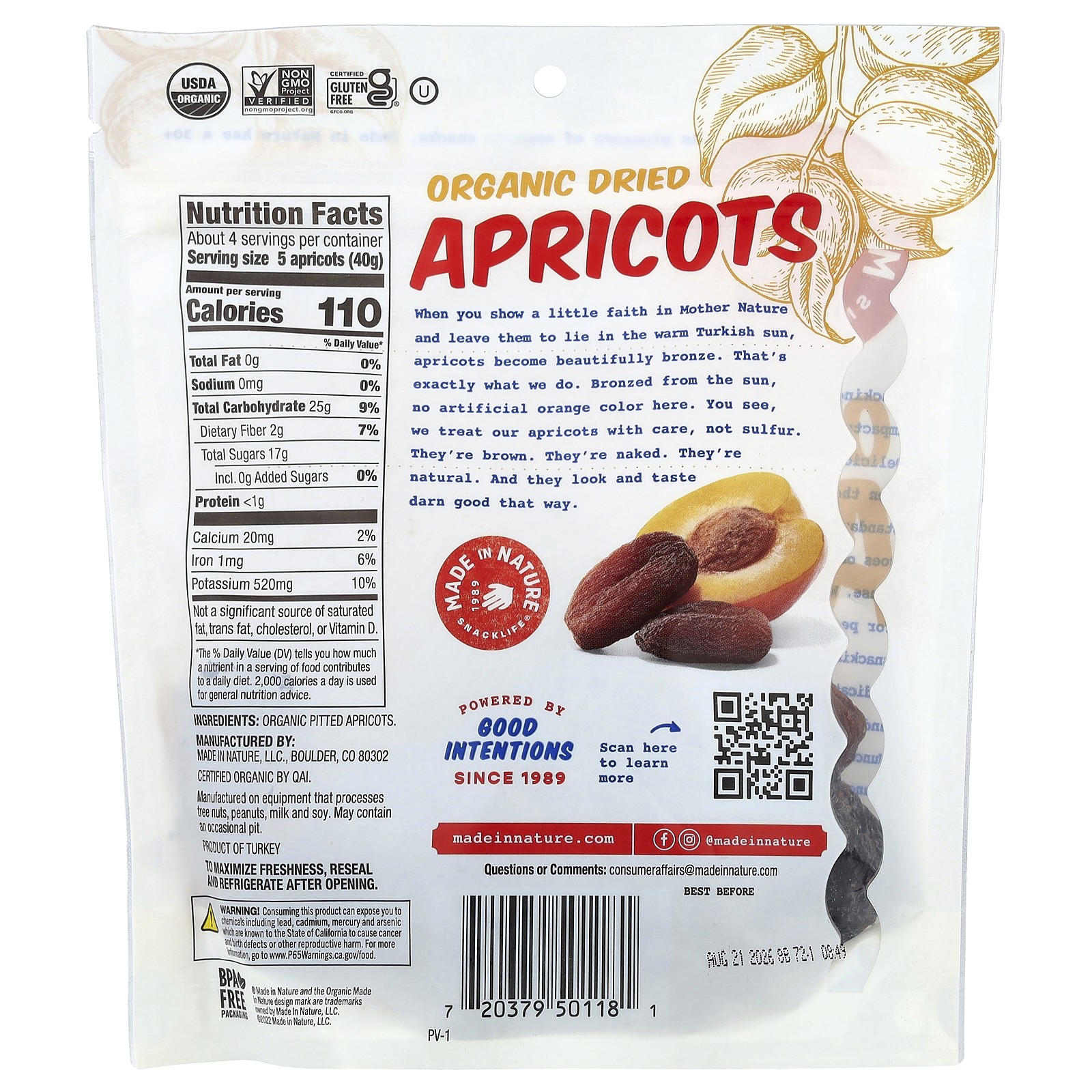 Organic Dried Apricots, Tree-Ripened & Unsulfured, 6 oz (170 g) gallery