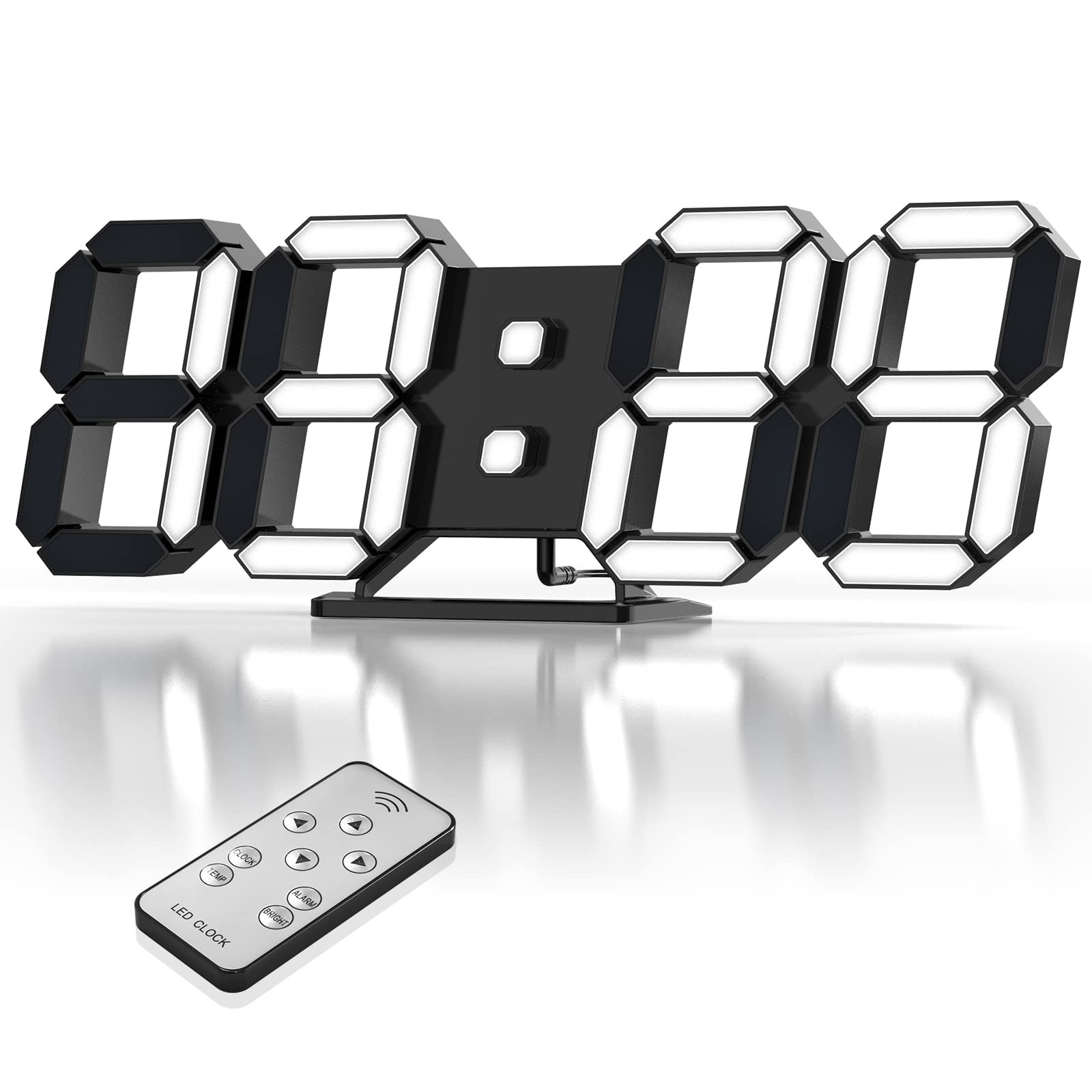 3D LED Clock Desk Alarm Clock Wall Clock with Remote Control, 9.7" LED Electr... gallery