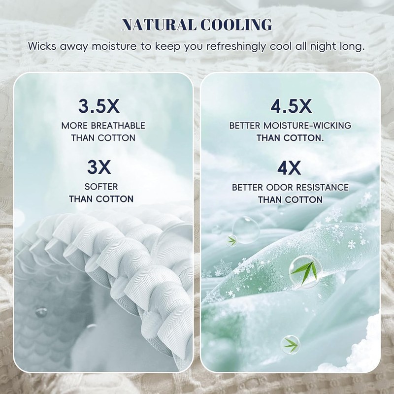 Cooling Waffle Blanket Queen Size, Lightweight 60% Rayon from Bamboo & 40% Co... gallery