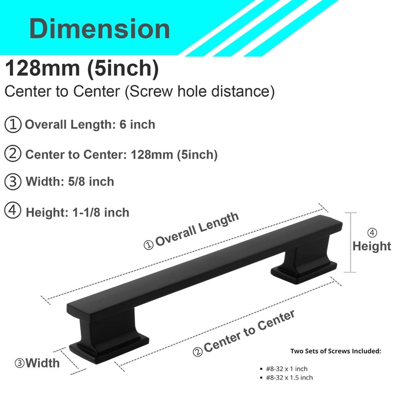 Solid Metal Matte Black Cabinet Pulls Knobs Handles Kitchen Bath Drawer Hardware gallery