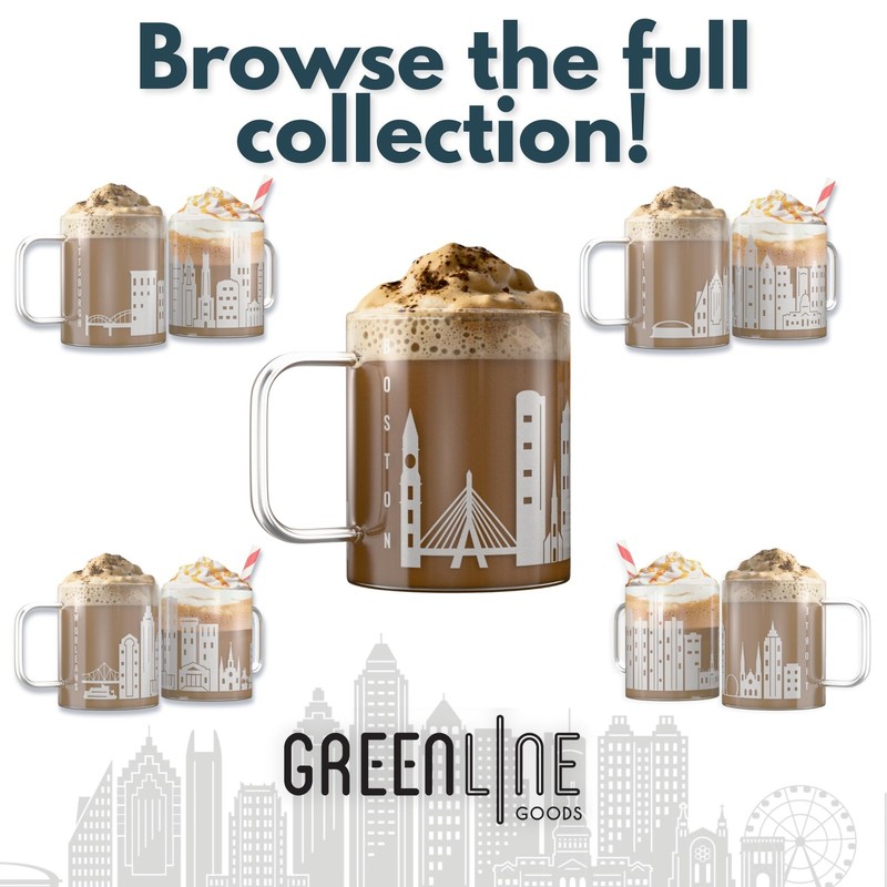 Greenline Goods - Cincinnati, OH Skyline Glass Coffee Mugs (Set of 2), 15 oz - E gallery