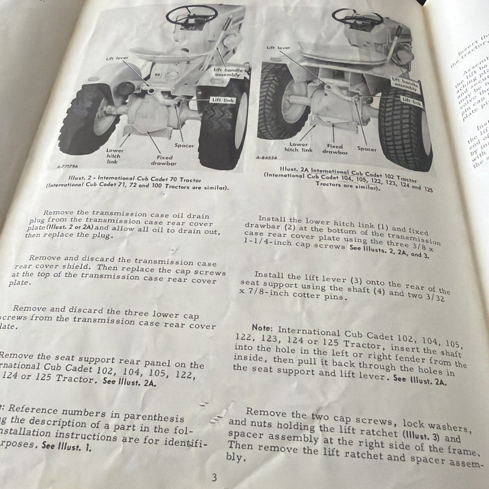 Cub Cadet IH 3 Point Hitch Installation Instructions Narrow Frame LA-88 gallery
