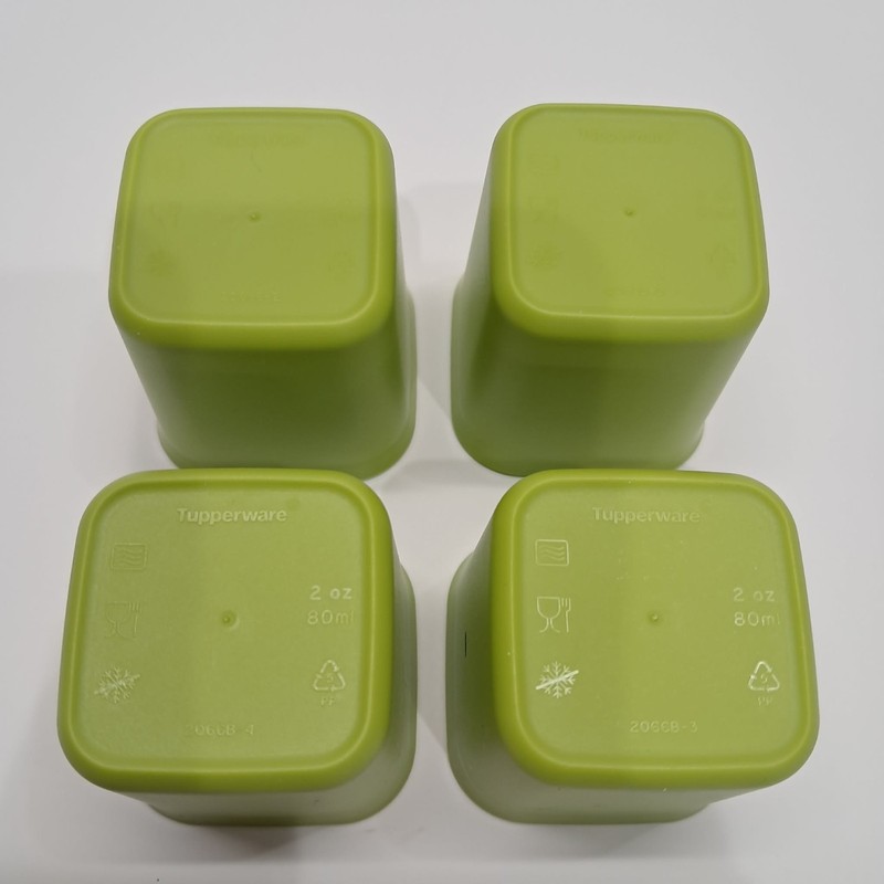 Tupperware Mini Stackable Containers Set of 4 Green 2oz 80mL No Lids gallery