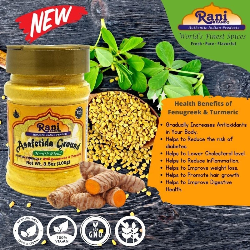 Rani Asafetida (Hing) Ground Health Blend w/ Fenugreek and Turmeric 3.5oz (100g) gallery