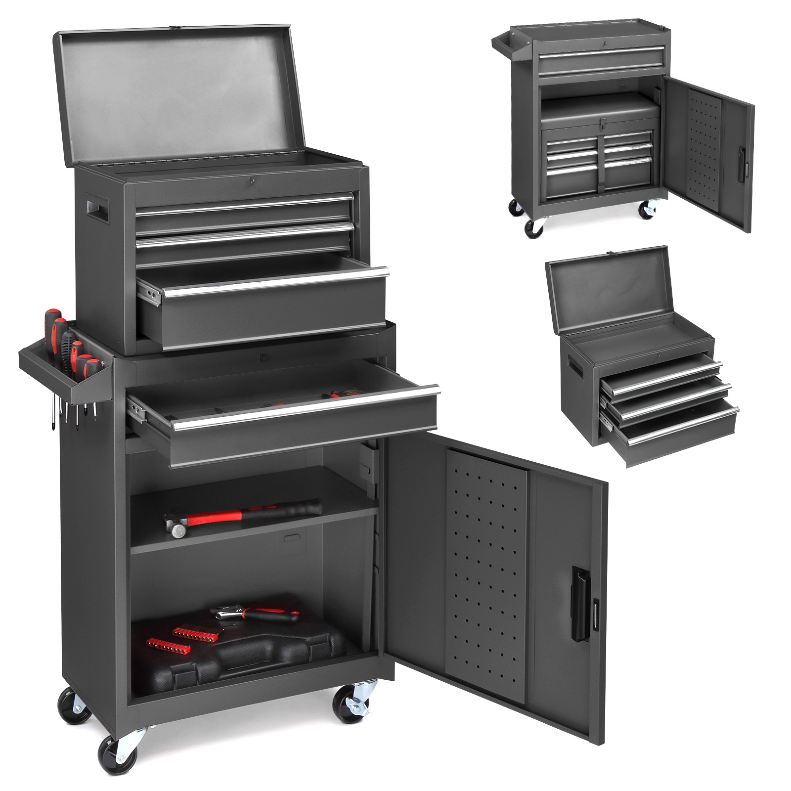 Rolling Tool Chest Tool Organizer Box with Lockable Wheels & Detachable Top NEW gallery