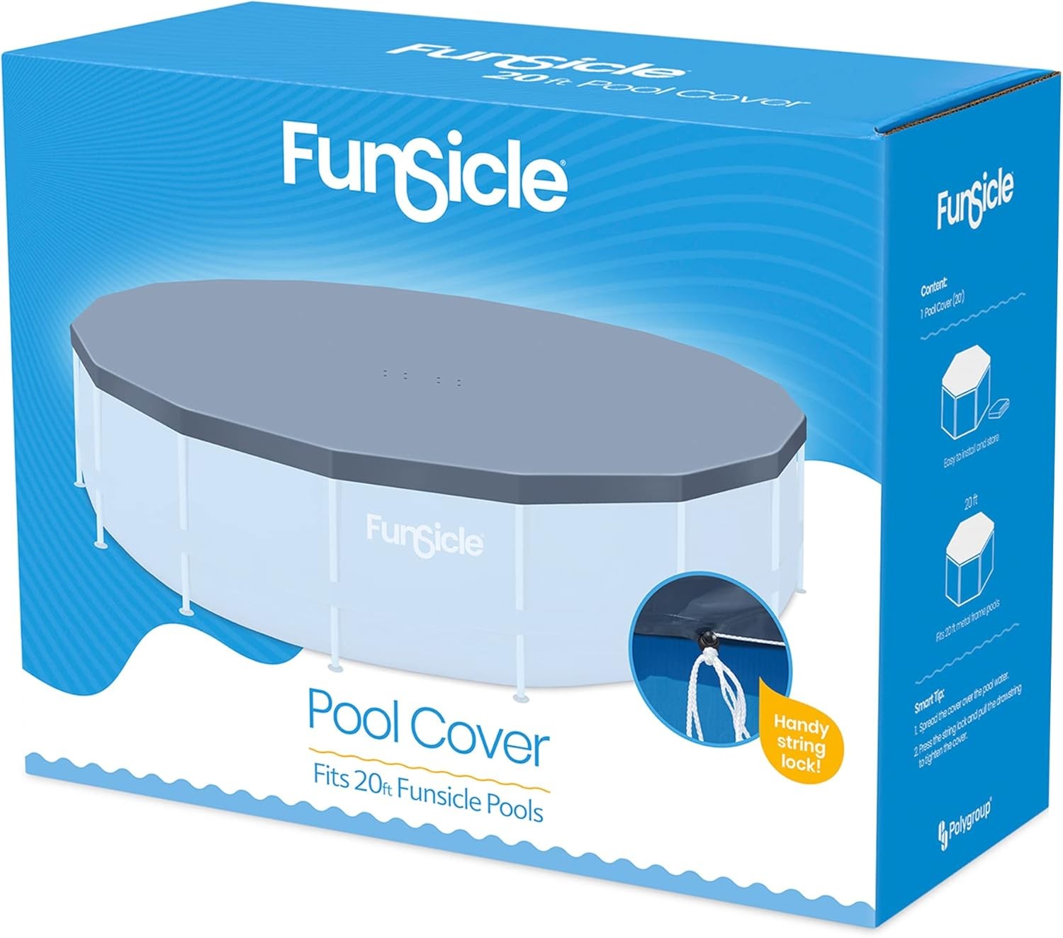 20ft Round Above Ground Pool Cover with Drain Holes & Adjustable Lock - Gray gallery