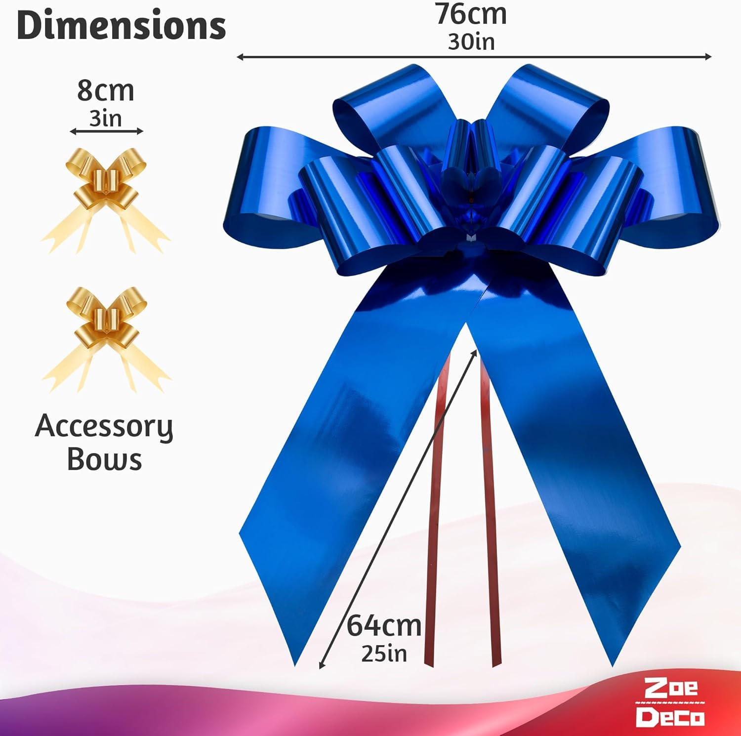 - Big Car Bow - Glossy Blue, 30 Inch - Giant Car Bow for Birthday, Christmas, We gallery