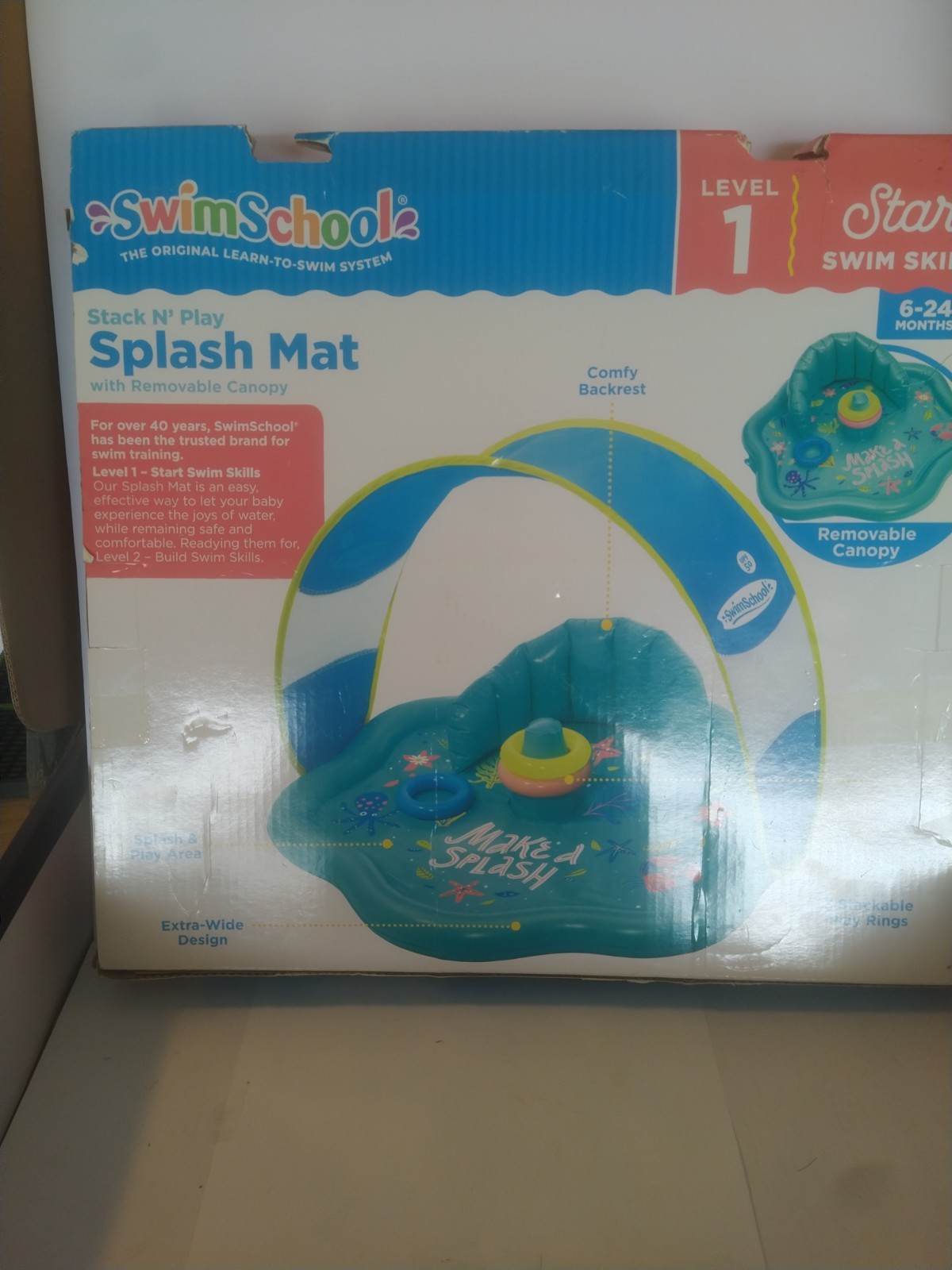 Stack N' Play Teal Inflatable Splash Mat with Removable Canopy 28" By SwimSchool gallery