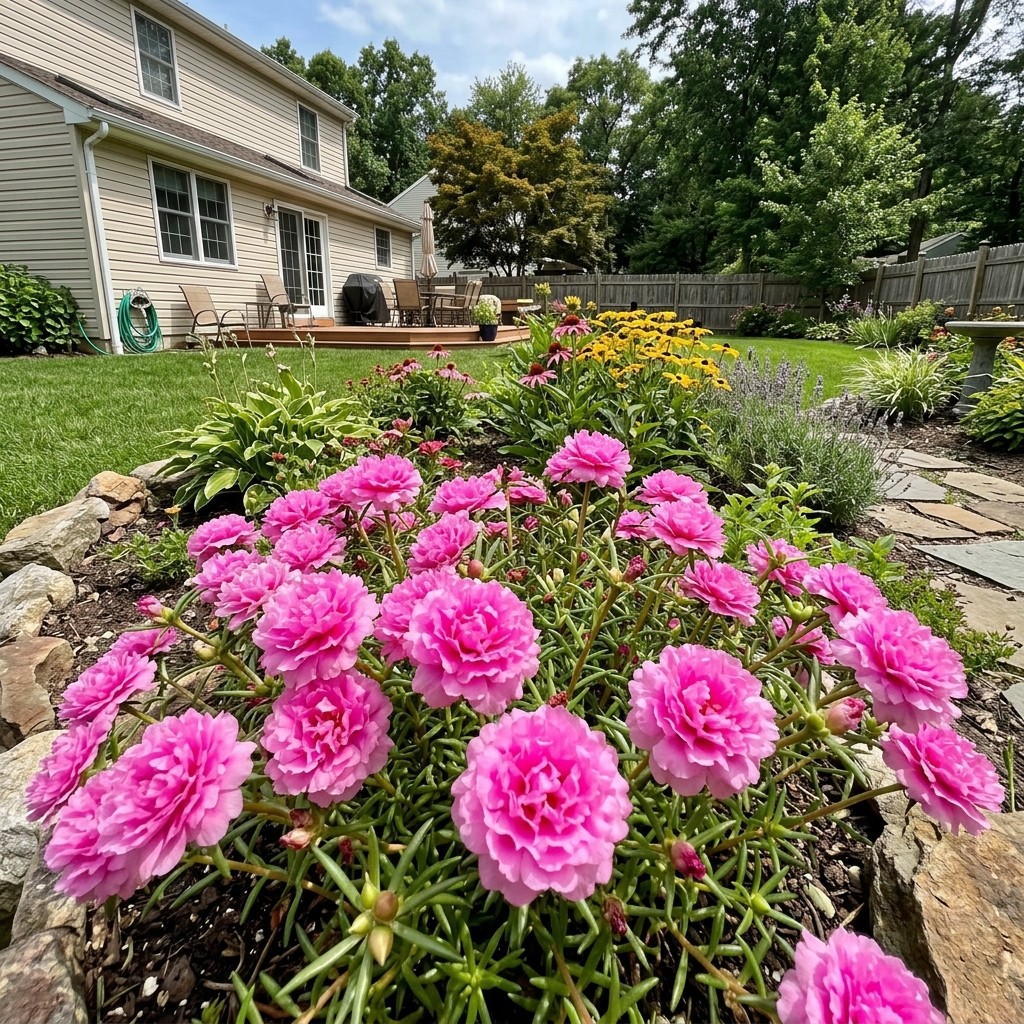 500 Pink Double Portulaca Seeds - Heat Tolerant Succulent Blooms for Vivid gallery