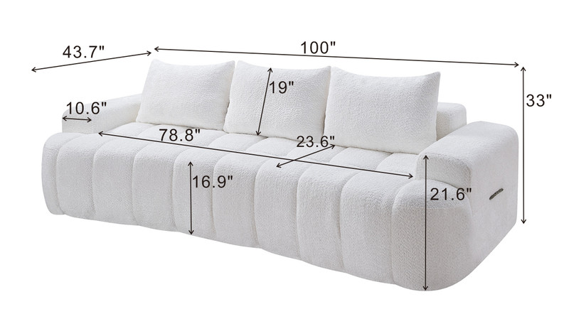 Oversized Curved Front Compressed Sectional Sofa 3-Seat No Assembly Required gallery